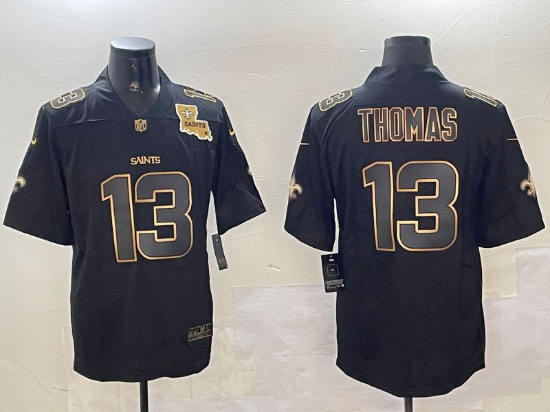 Men New Orleans Saints #13 Thomas Black Gold 2024 Nike Limited NFL Jersey style 01081